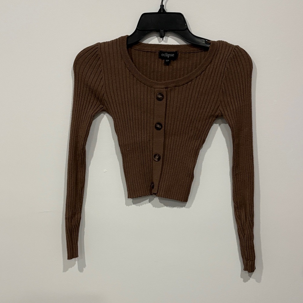 Eclipse Chocolate Ribbed Button-Down Women's Shirt